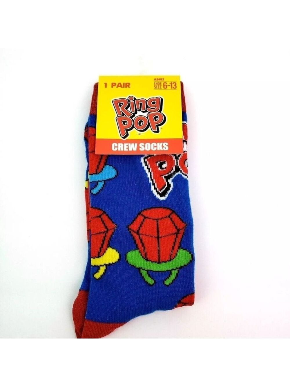 4/$25 Ring Pop Candy Novelty Crew  Socks Candy Diamonds Unisex